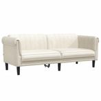 Driezitsbank Creme - Tweedekansje - Luxe Fluwelen Look, Huis en Inrichting, 75 tot 100 cm, Ophalen of Verzenden, Rechte bank, 200 tot 250 cm