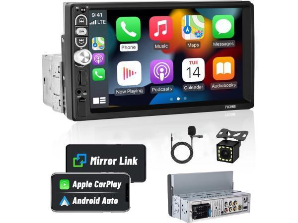 Veiling - Hikity 1Din CarPlay Autoradio Android voor auto me, Auto diversen, Autoradio's, Gebruikt