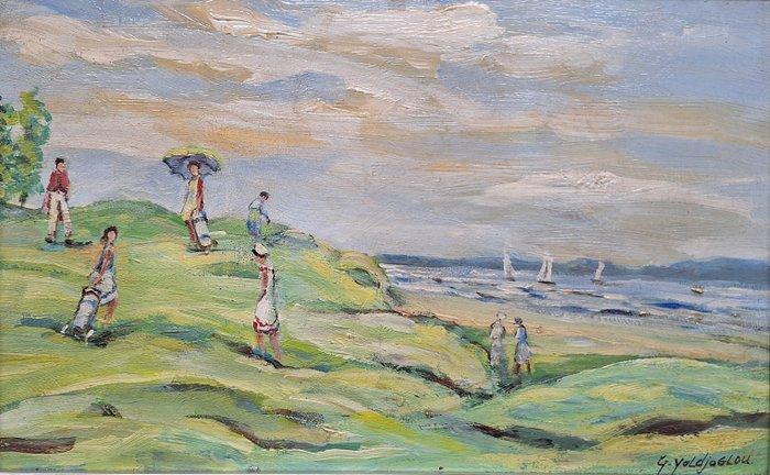 Georges Yoldjoglou (1933) - ** No Reserve ** Golfspelers, Antiek en Kunst, Kunst | Schilderijen | Klassiek