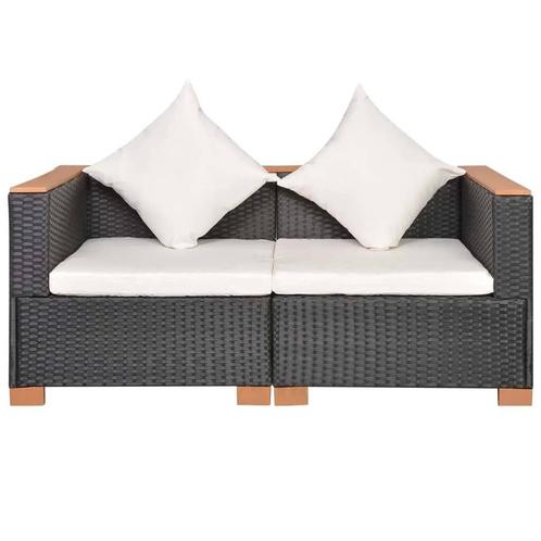 Tuinbank Poly Rattan - Zwart Tuinmeubel - Tweedekansje!, Tuin en Terras, Tuinbanken, Nieuw, Rotan, Ophalen of Verzenden