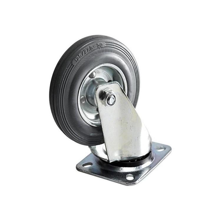 Benson Zwenkwiel - Ø 125 mm - Massief rubber - Lichtmetal.., Doe-het-zelf en Verbouw, Zwenkwielen, Nieuw, Ophalen of Verzenden