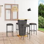 vidaXL 5-delige Tuinbarset met kussens poly rattan grijs, Verzenden, Nieuw, Rotan, 4 zitplaatsen