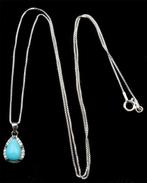 Turquoise - Zilver, Zilveren ketting 925 en Turkoois, Antiek en Kunst