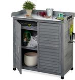 Tuin kast met werkblad - met 3 haakjes - tinnen werkblad -, Ophalen, Nieuw, Hout, Overige typen
