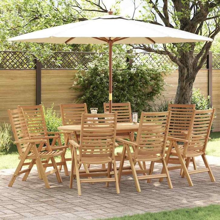 vidaXL Tuinstoel 8 pcs Bruin 52 x 64.5 x 108 cm Massief, Tuin en Terras, Tuinstoelen, Nieuw, Verzenden