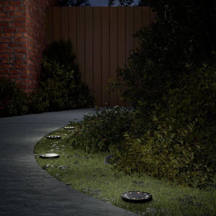 vidaXL Grondlampen 12 st solar met grondpennen warmwit, Tuin en Terras, Buitenverlichting, Vloerlamp, Nieuw, Kunststof, Zonne-energie