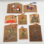 Japanese - Beeldje - Set of 8 / Japanese Vintage Wooden, Antiek en Kunst
