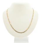 Bicolor gouden fantasie/figaro schakel ketting | 46 cm, Sieraden, Tassen en Uiterlijk, Kettingen, Ophalen of Verzenden, Gebruikt
