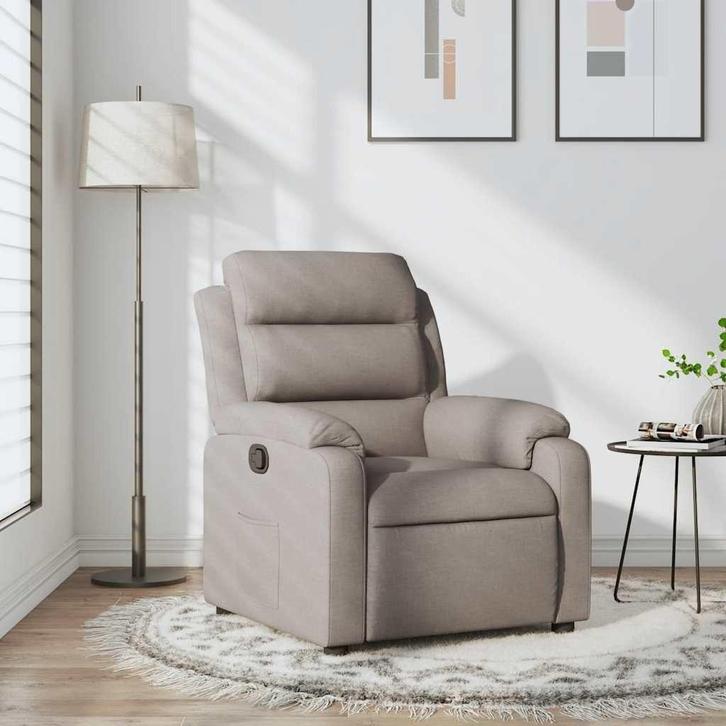 Verstelbare Fauteuil Taupe | Tweedekansje | OP=OP, Huis en Inrichting, Fauteuils, 75 tot 100 cm, 75 tot 100 cm, Nieuw, Stof, Ophalen of Verzenden