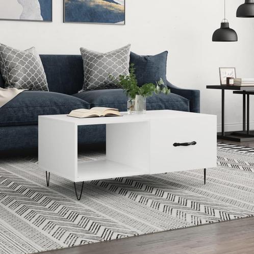 vidaXL Salontafel 90x50x40 cm bewerkt hout wit, Huis en Inrichting, Tafels | Salontafels, 50 tot 100 cm, Nieuw, Overige houtsoorten