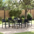 vidaXL 7-delige Tuinset Zwart Poly Rattan, Tuin en Terras, Verzenden, Nieuw, Rotan, Tuinset