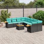 vidaXL 9-delige Loungeset met kussens poly rattan zwart, Tuin en Terras, Tuinsets en Loungesets, Verzenden, Nieuw, Rotan, Loungeset