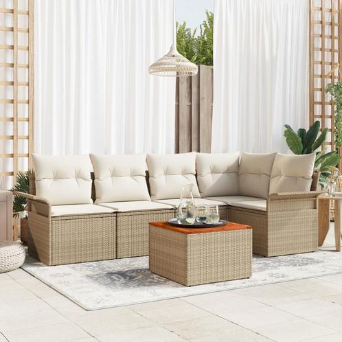 vidaXL 6-delige Tuinbankenset met kussens poly rattan, Tuin en Terras, Tuinsets en Loungesets, Nieuw, Rotan, Verzenden
