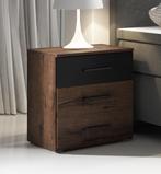 Nachtkastje Brown - Zwart - Eiken - 55 cm hoog, Verzenden, Nieuw