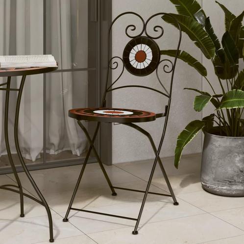 vidaXL Bistrostoelen 2 st inklapbaar keramiek, Tuin en Terras, Tuinstoelen, Nieuw, Verzenden