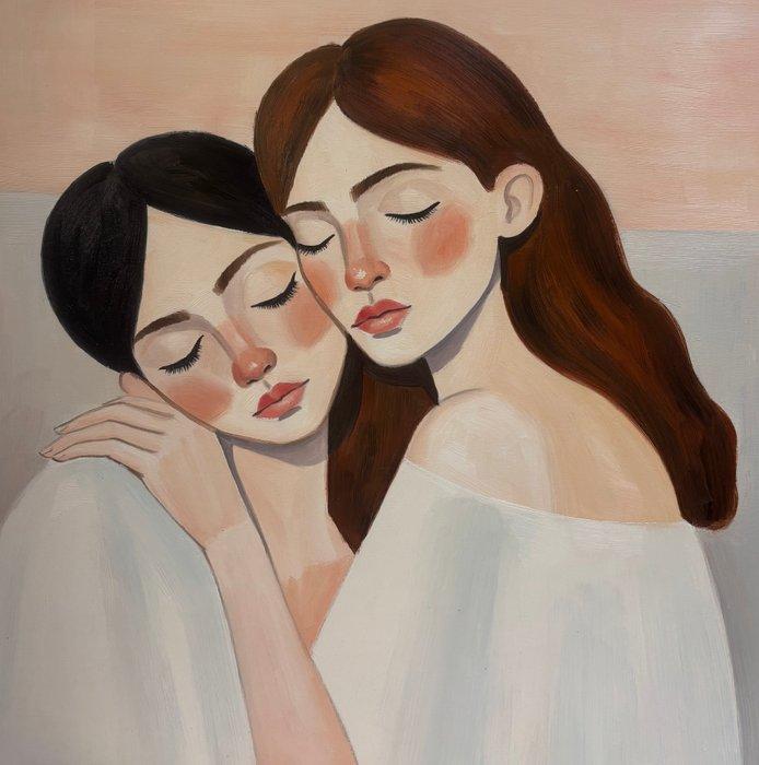 Enzo (XX) - Les dormeuses, Antiek en Kunst, Kunst | Schilderijen | Modern