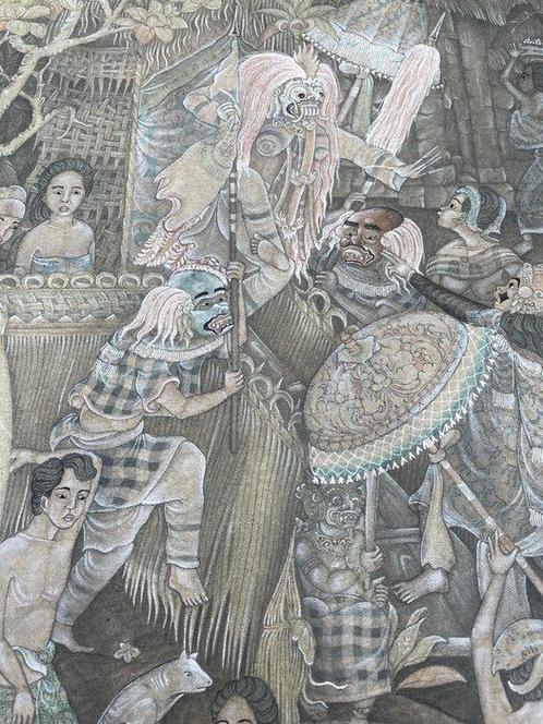 Schilderij 88 cm Balinese Barong Dans - Indonesië (Zonder, Antiek en Kunst, Kunst | Niet-Westerse kunst