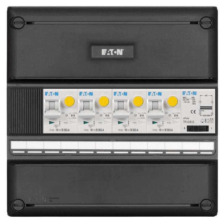 Groepenkast Eaton | 4 aardlekautomaten en beltransformator, Doe-het-zelf en Verbouw, Elektra en Kabels, Nieuw, Ophalen of Verzenden