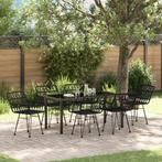 vidaXL 7-delige tuinset voor buiten zwart van poly rattan, Verzenden, Nieuw, Rotan, Tuinset