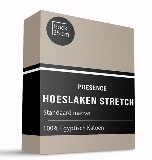Presence Hoeslaken - Egyptisch Katoen Stretch - Taupe, Huis en Inrichting, Slaapkamer | Beddengoed, Hoeslaken of Sloop, Nieuw
