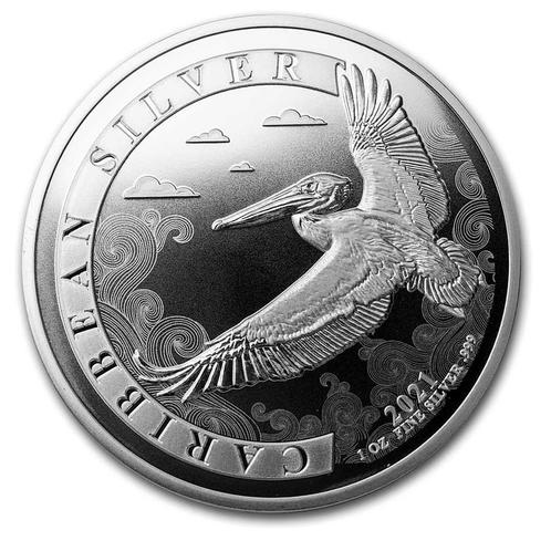Barbados Caribbean Pelican - 1 oz 2021 (10.000 oplage), Postzegels en Munten, Munten | Amerika, Midden-Amerika, Losse munt, Zilver