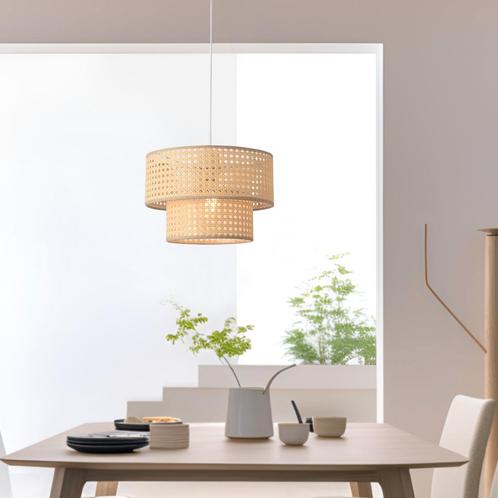 Design hanglamp Ascot 12xØ30 cm E27 wit rotan look lux.pro, Huis en Inrichting, Lampen | Hanglampen, Nieuw, Verzenden