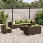 vidaXL 9-delige Loungeset met kussens poly rattan bruin, Nieuw, 8 zitplaatsen, Loungeset, Verzenden