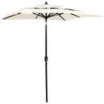 vidaXL Parasol 3-laags met aluminium paal 2x2 m zandkleurig, Verzenden, Nieuw, 2 tot 3 meter