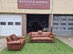 Bank BAXTER Alfred P bankstel bruin buffel leer + fauteuil, Huis en Inrichting, Banken | Bankstellen, Zo goed als nieuw, Vierpersoons of meer