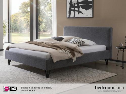 Stoffen bed Torino - Grijs of donkergrijs - 140 t/m 180 cm, Huis en Inrichting, Slaapkamer | Bedden, 160 cm, 200 cm, Grijs, Tweepersoons