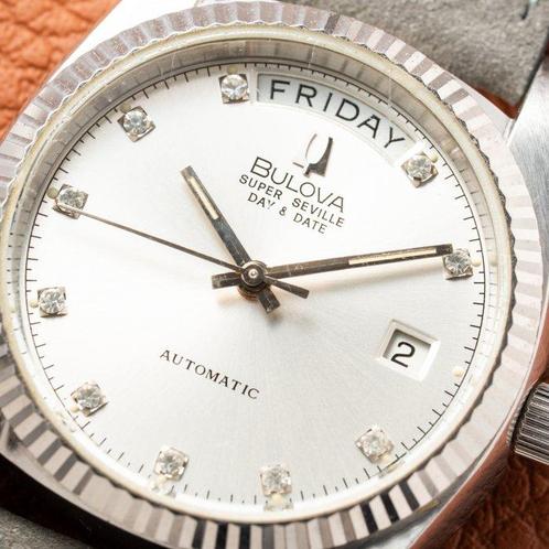 Bulova - Super Seville Day & Date Diamond Dial - Zonder, Sieraden, Tassen en Uiterlijk, Horloges | Heren
