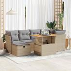 vidaXL 7-delige Loungeset met kussens poly rattan acacia, Verzenden, Nieuw, Rotan, Loungeset