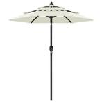 vidaXL Parasol 3-laags met aluminium paal 2 m zandkleurig, Verzenden, Nieuw, 2 tot 3 meter