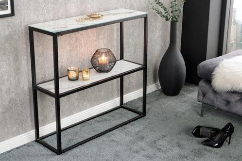 Elegante consoletafel BOUTIQUE 81cm wit kristalglas marmeren, Huis en Inrichting, Tafels | Sidetables, Ophalen of Verzenden