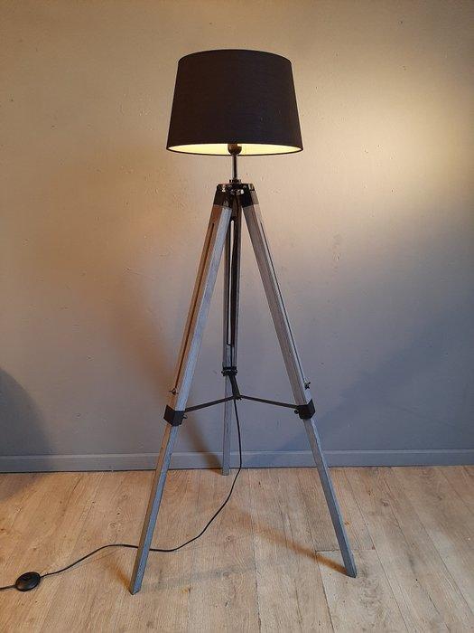 Statief vloerlamp - Hout, Metaal - Driepoot-Nieuwe lampenkap, Antiek en Kunst, Curiosa en Brocante