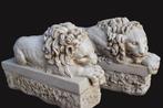 sculptuur, Coppia leoni - 16 kg - 31 cm - Marmo di Carrara, Antiek en Kunst