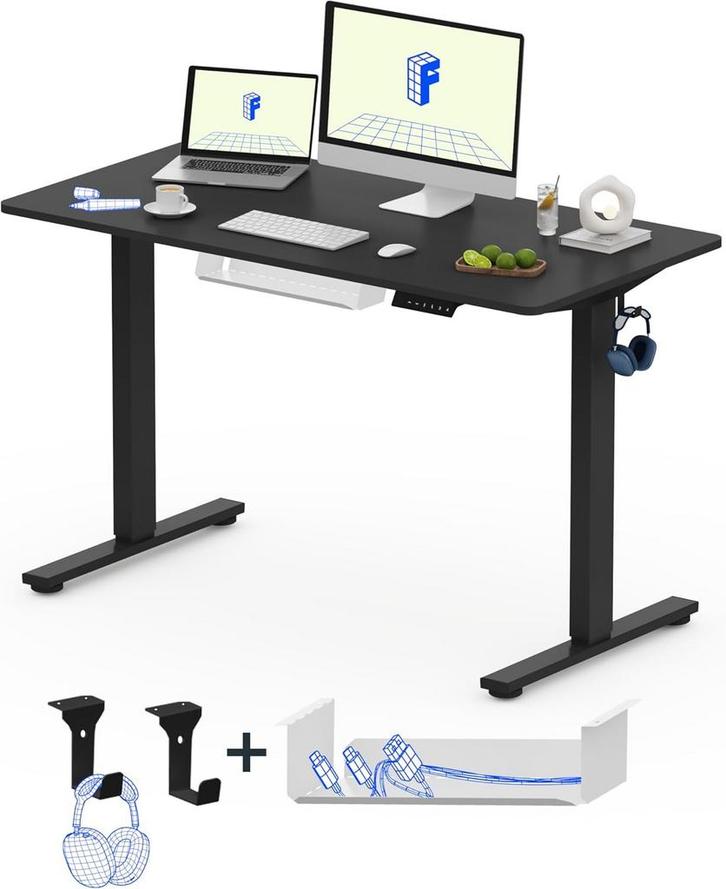 FLEXISPOT zit- en sta-bureau, eendelig blad 100x60cm, elektr, Huis en Inrichting, Tafels | Kaptafels, Nieuw, Verzenden