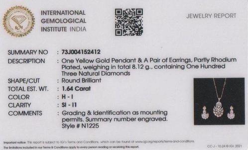 2-delige sieradenset - 14 karaat Geel goud - 1.64ct. tw., Sieraden, Tassen en Uiterlijk, Antieke sieraden