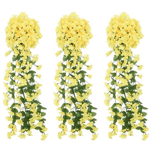 vidaXL Kerstslingers met bloemen 3 st 85 cm geel, Hobby en Vrije tijd, Feestartikelen, Nieuw, Verzenden
