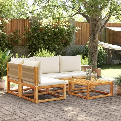 vidaXL 5-delige Loungeset met kussens massief acaciahout, Tuin en Terras, Tuinsets en Loungesets, Loungeset, Nieuw, Hardhout, Verzenden