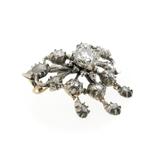 Zilveren broche gezet met roos geslepen diamanten, Sieraden, Tassen en Uiterlijk, Broches, Gebruikt, Overige kleuren, Ophalen of Verzenden