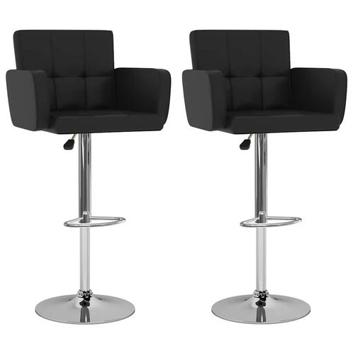 vidaXL Barstoelen 2 st kunstleer zwart, Huis en Inrichting, Barkrukken, Nieuw, Verzenden