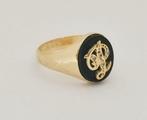 Zonder minimumprijs - Ring - 18 karaat Geel goud - Onix, Nieuw