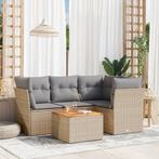 vidaXL 5-delige Loungeset met kussens poly rattan beige, Tuin en Terras, Tuinsets en Loungesets, Verzenden, Nieuw, Rotan, Loungeset