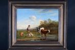 Hollandse School (XIX) - Boer en Koeien aan het Water, Antiek en Kunst, Kunst | Schilderijen | Klassiek