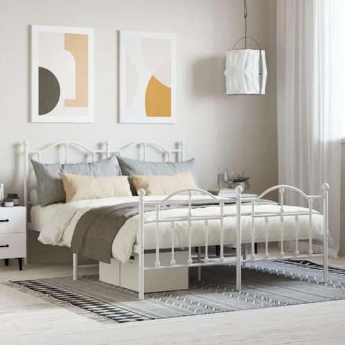 vidaXL Bedframe met hoofd- en voeteneinde metaal wit 140x200, Huis en Inrichting, Slaapkamer | Bedden, 140 cm, 200 cm, Wit, Tweepersoons