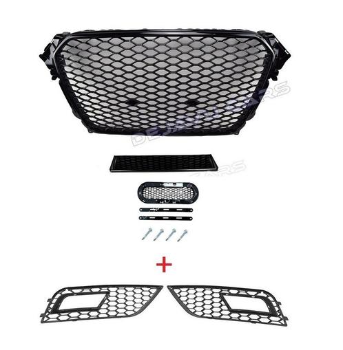 RS4 Look Front Grill Black Edition + Mistlamp Roosters voor, Auto diversen, Tuning en Styling, Ophalen of Verzenden