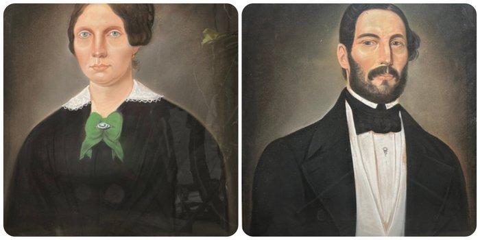 Belgische school (XX) - Portret pastel schilderijen van het, Antiek en Kunst, Kunst | Schilderijen | Klassiek