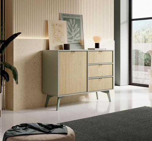 Meubella Dressoir groen Scandinavisch 106x38x81 cm, Huis en Inrichting, Kasten | Dressoirs, 25 tot 50 cm, Nieuw, 100 tot 150 cm