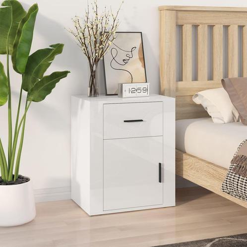 vidaXL Nachtkastje 50x36x60 cm bewerkt hout hoogglans wit, Huis en Inrichting, Slaapkamer | Nachtkastjes, Nieuw, Minder dan 45 cm